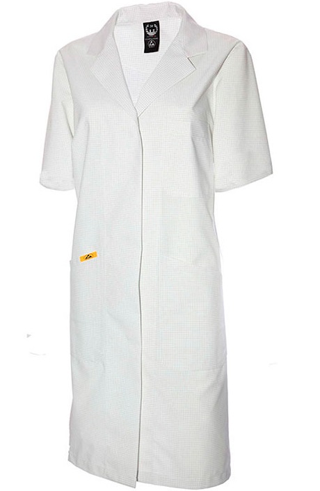 mi-1110-1-155-2 ESD Ladies Coat short sleeve white 155g/m²