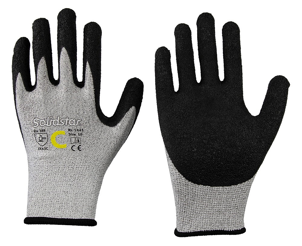 001443 Solidstar 1443 Cut protection gloves with latex coating grey