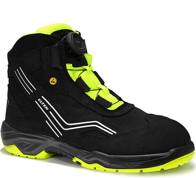 76752-01-3 Elten Ambition Boa Mid 76752 laced boot ESD S2 black/yellow
