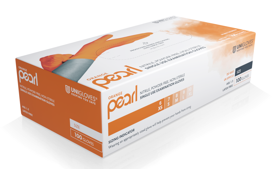 Unigloves Orange Pearl Nitril-Einweghandschuhe puderfrei