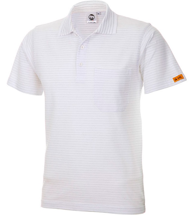 200-180-2-0 ESD Polo-Shirt short sleeve white 180g/m²