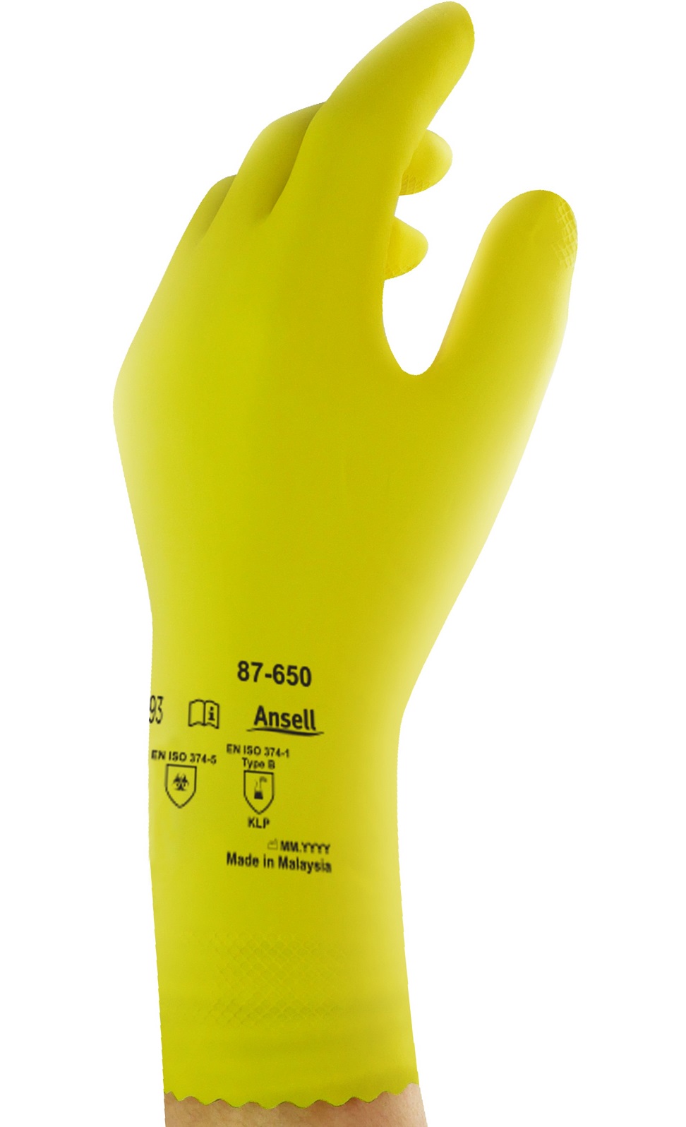 AlphaTec-87-650-Yellow-Product-U-Card Ansell Universal Plus 87-650 Chemical gloves