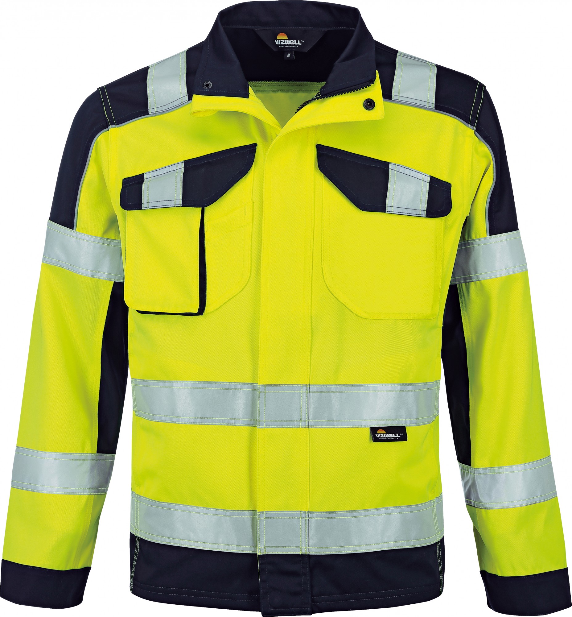 Vizwell VWT112Y Warnschutz Kontrast Bundjacke leuchtgelb-marine
