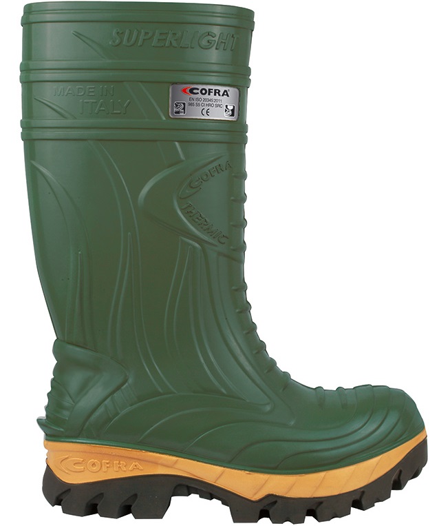 COFRA PU safety boots FOGGIA S5 CI SRC green against chemicals and cold to -50 °C