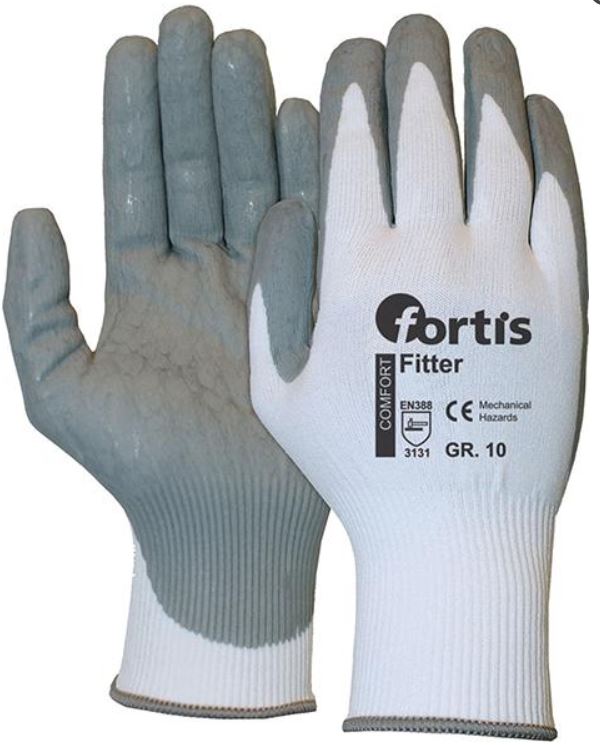 Fortis Comfort Fitter Foam knitted gloves with nitrile coating grey-white