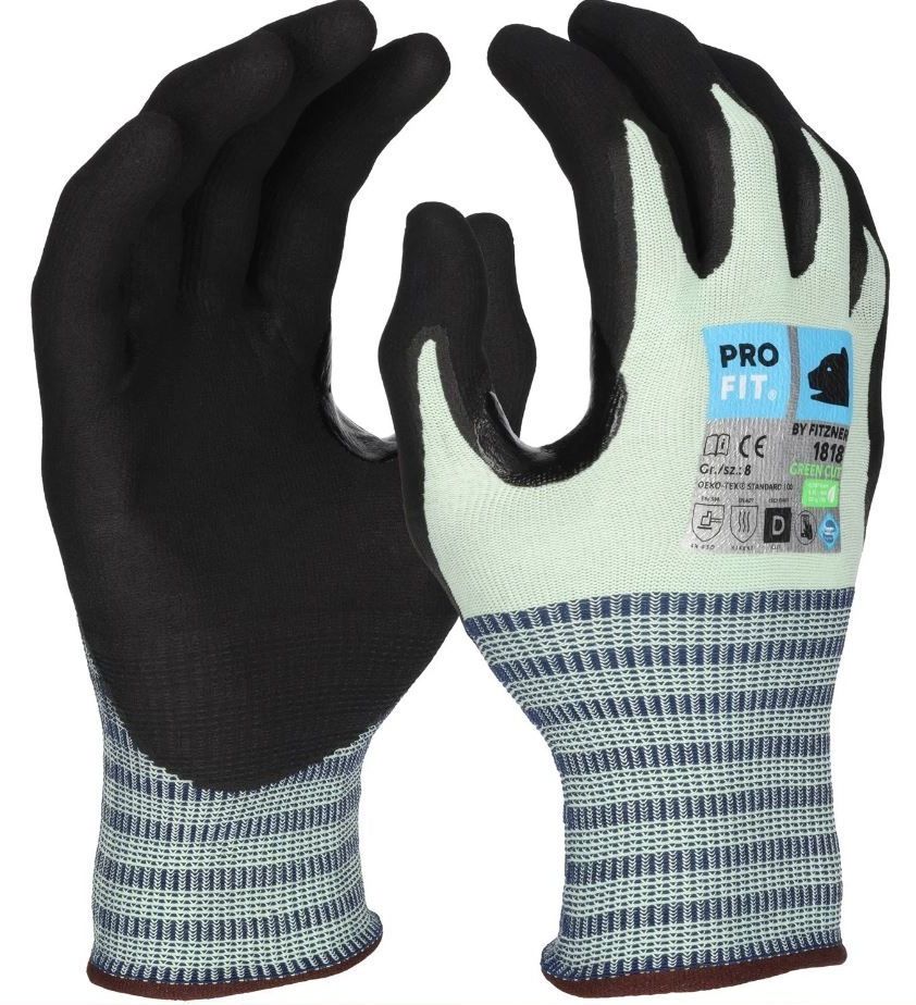 1818VMLVielKQ6gsj Pro-Fit 1818 "Green Cut D" Nitrile Cut Protection Gloves Level D