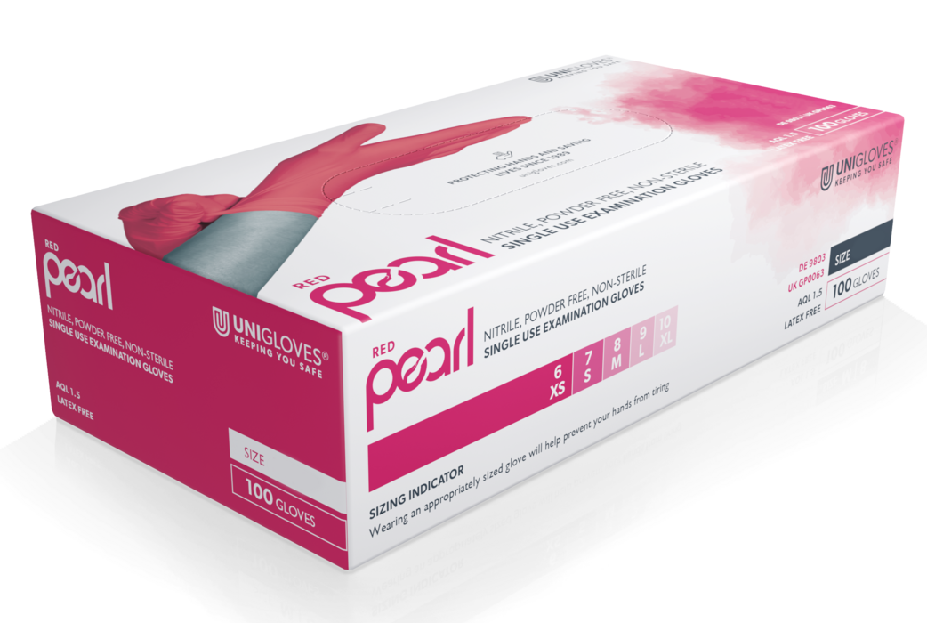 Unigloves Red Pearl Nitril-Einweghandschuhe puderfrei