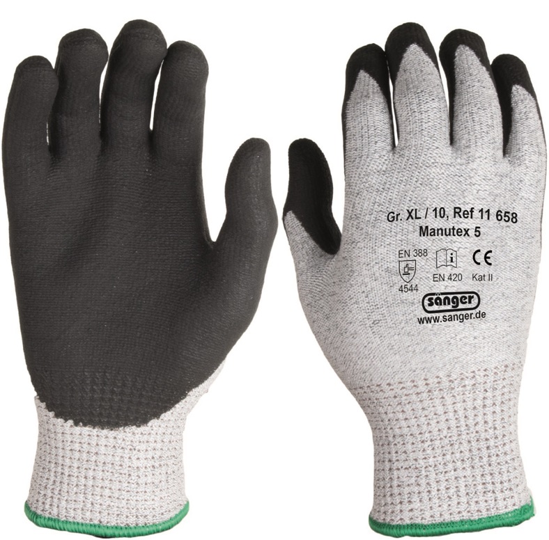 Cut protection gloves Level 3 Manutex with nitrile microfoam coating