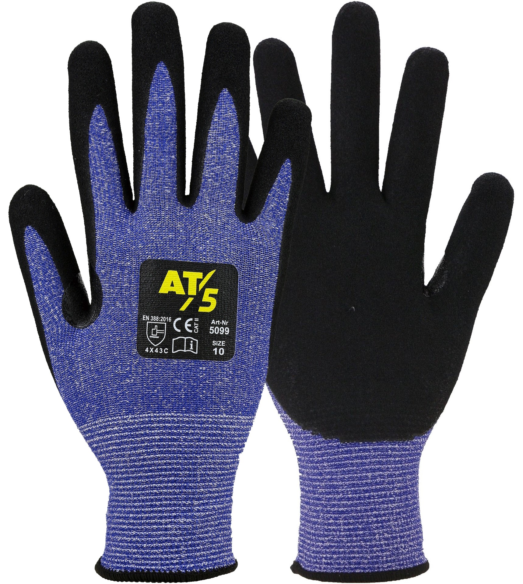 5099 AT5 Cut protection gloves blue Level 5with nitrile coating