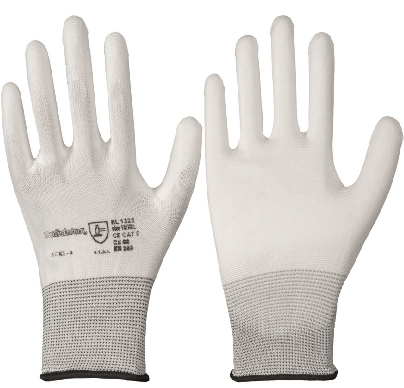 101322-2 Solidstar 101322 Fine knit protective gloves with PU coating white