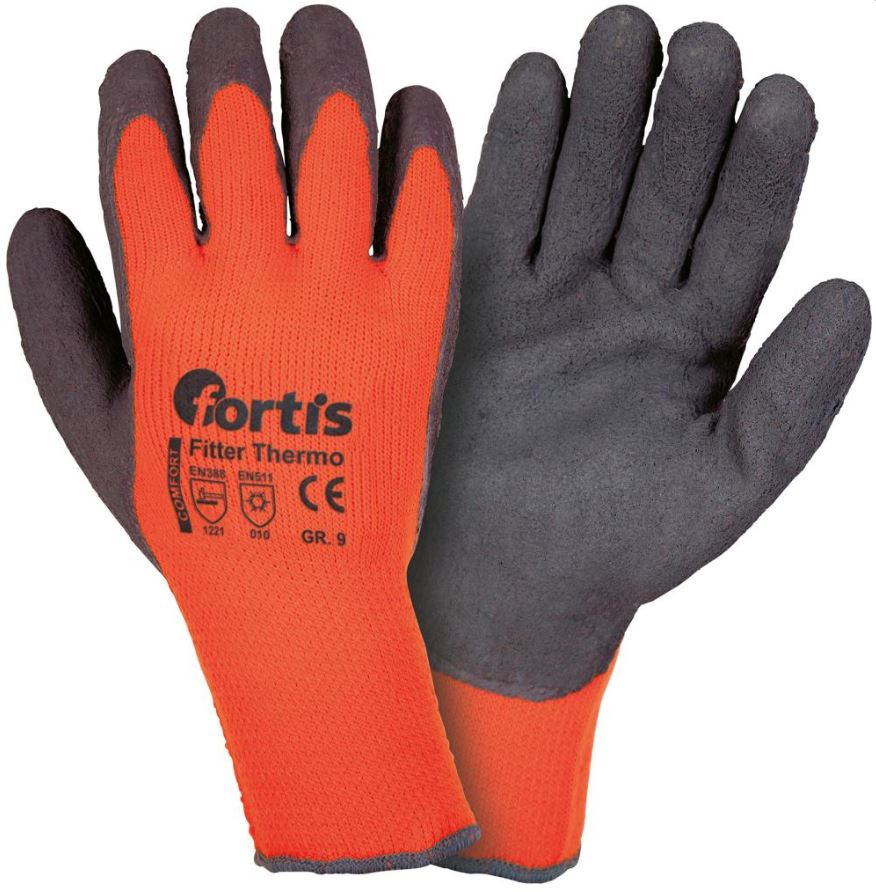 fitterthermo Fortis Comfort Fitter Thermo Knitted Gloves with Nitrile Coating orange-grey
