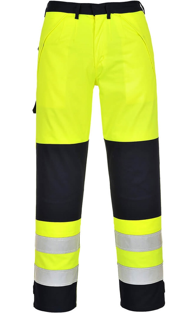 FR62YNR Portwest Bizflame FR62 Multinorm warning trousers bright yellow-navy