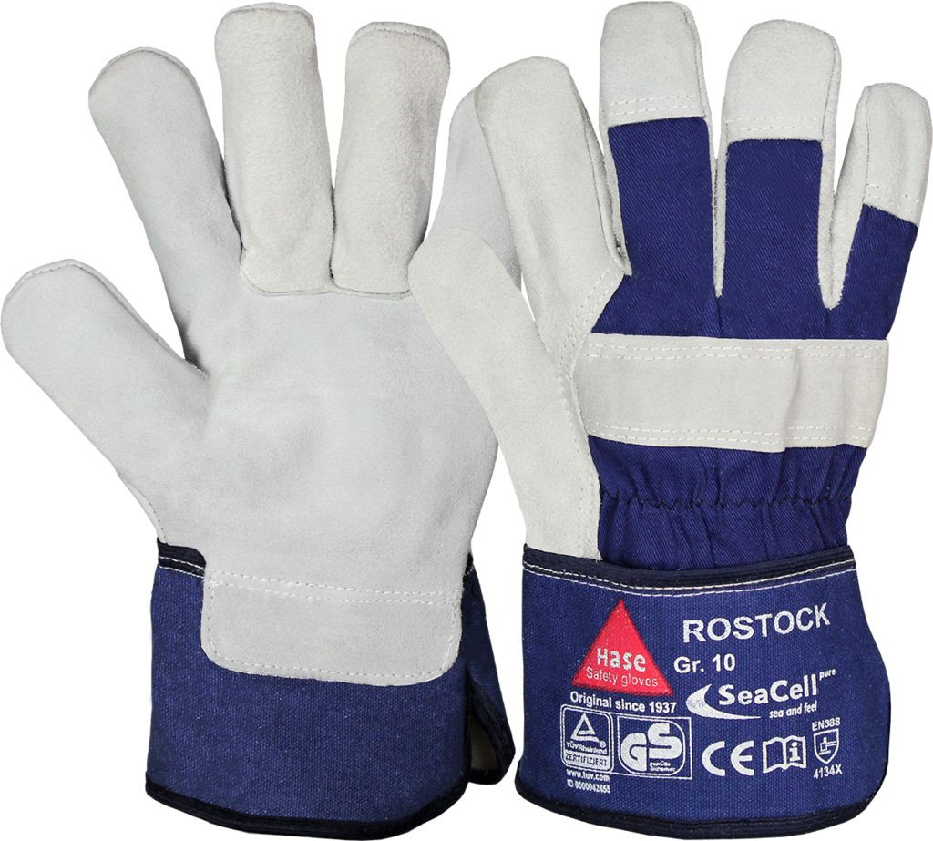 Hase 212150-SEA ROSTOCK SeaCell® cow split leather gloves