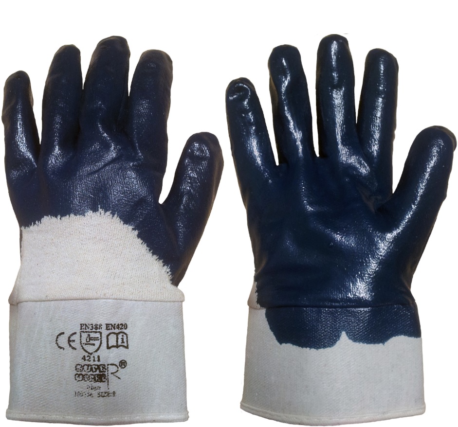 100756 Super Worker blue gloves with nitrile coating and cuff