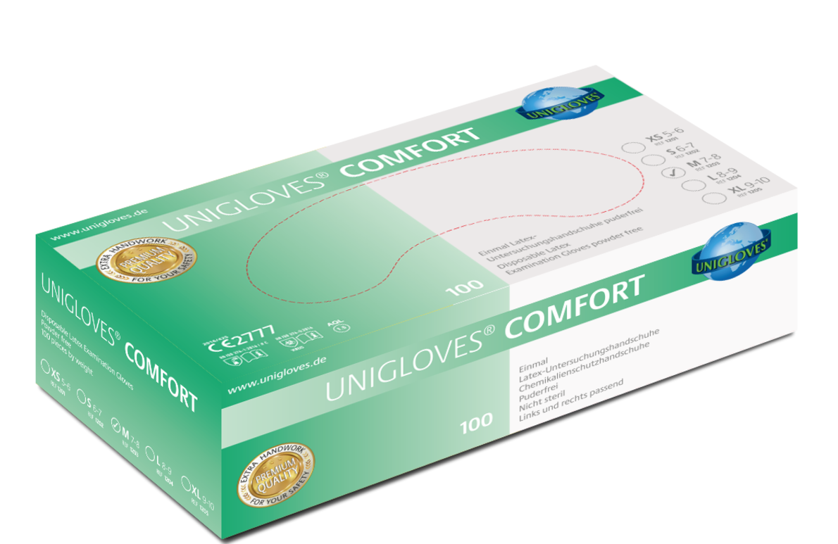 unigloves_comfort_latexhandschuh_442389 Unigloves Comfort Latex Disposable Gloves powder free