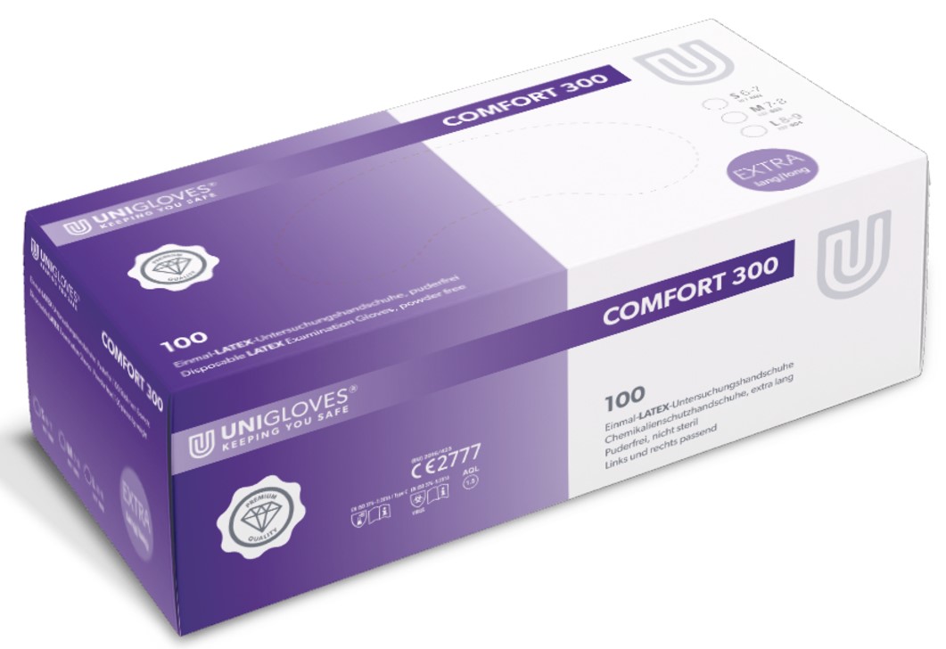 1rRobMiiQ1TqAk Unigloves Comfort 300 Latex disposable gloves powder free