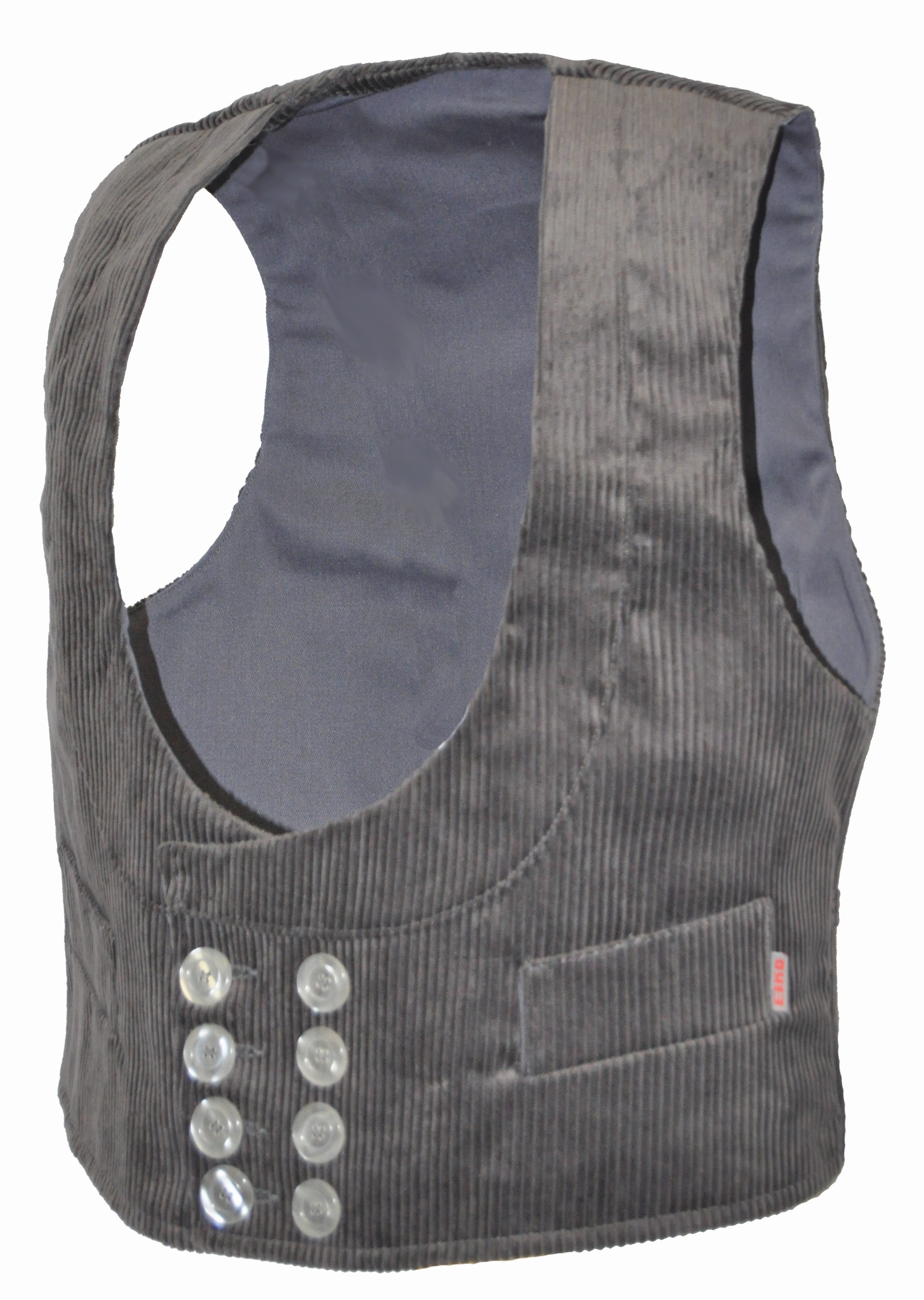 Eiko Inn Trenkercord shawl collar guild vest gray