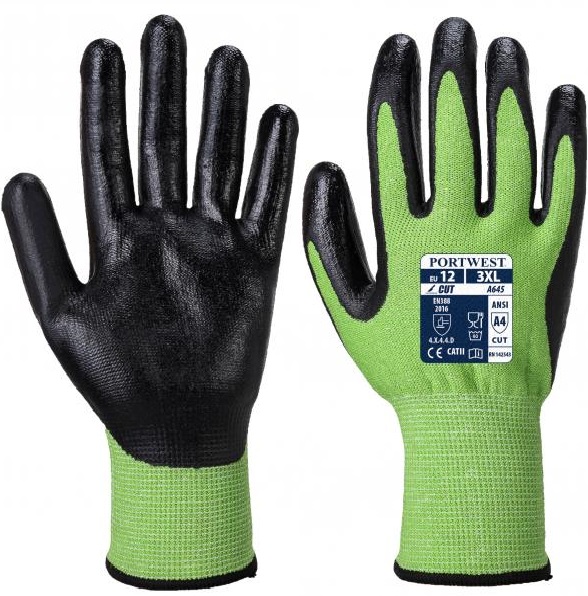 a645e8r-1 Portwest A645 Green Cut 5 Cut resistant gloves food certified