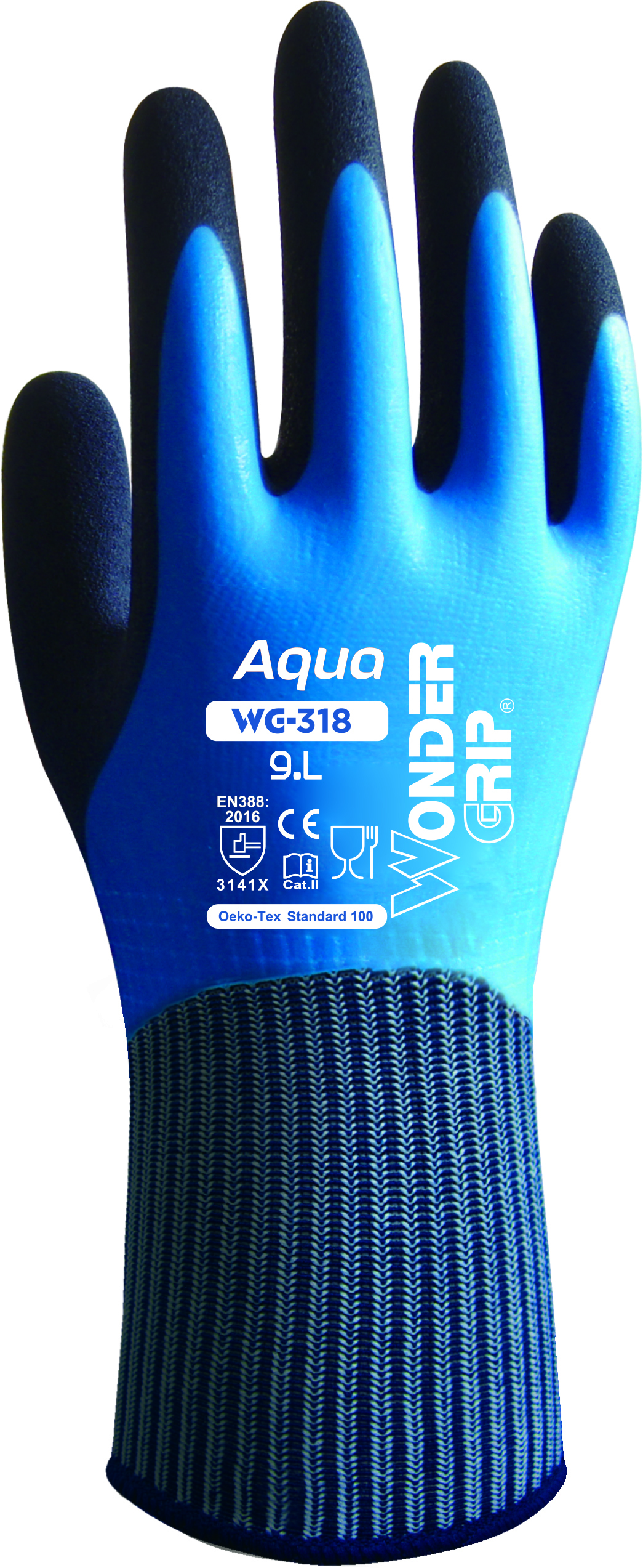Wonder Grip Aqua WG318 Nylon Knitted Gloves with Latex