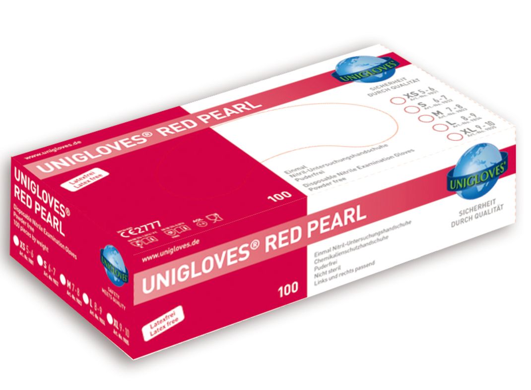 unigloves_red_pearl_nitrilhandschuh_292484 Unigloves Red Pearl disposable nitrile gloves powder free
