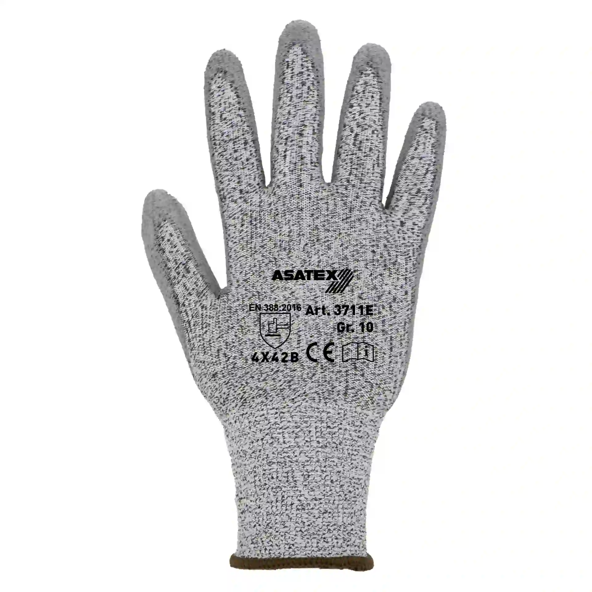 3711E_1 3711E Cut resistant gloves grey Level 3 with PU coating