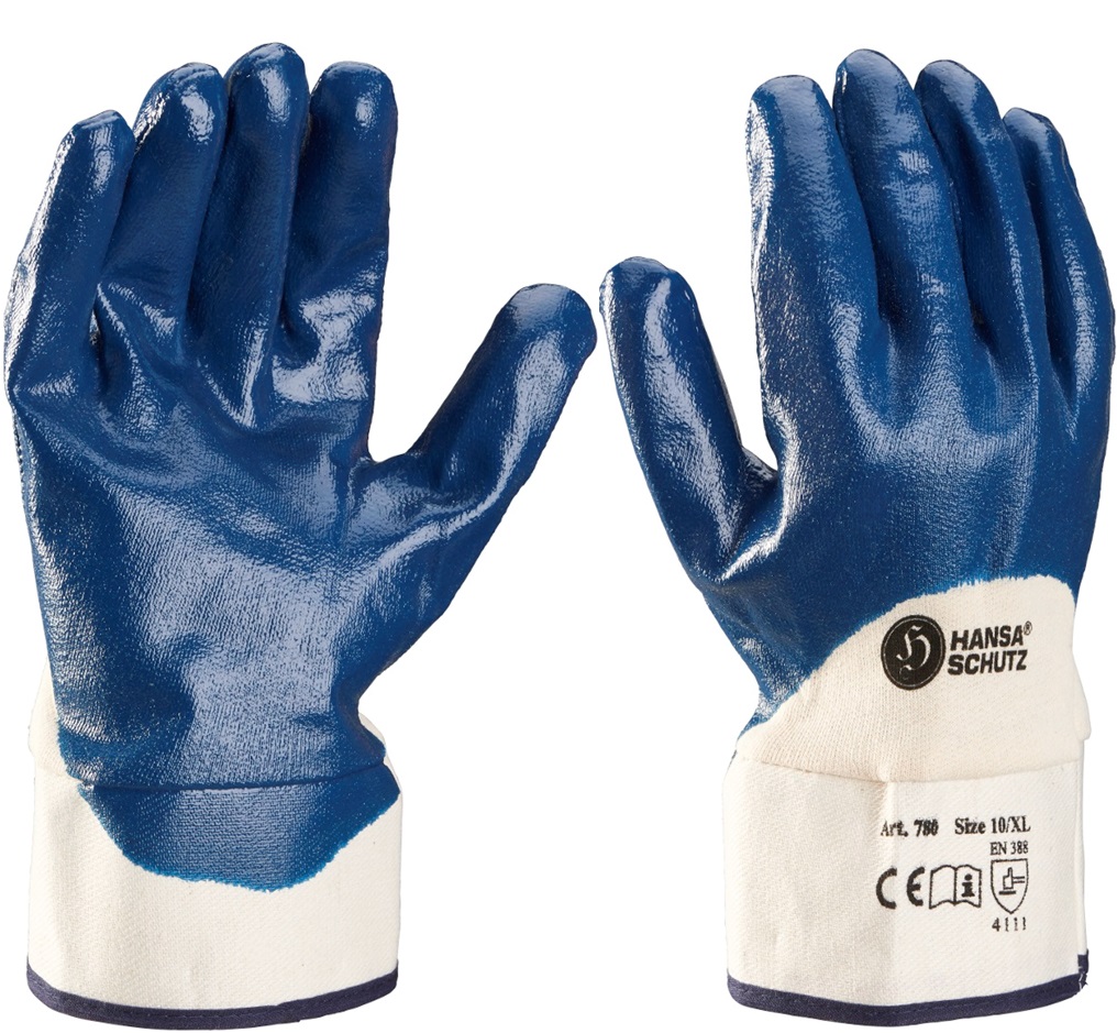780-1 HansaTec 780 Nitrile protective gloves with gauntlet