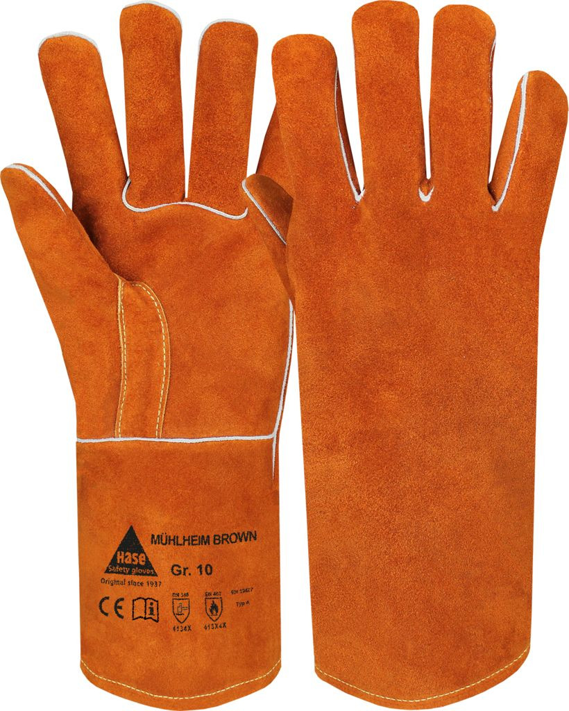 Hase 301070 Mühlheim Brown Schweißerschutzhandschuhe Typ A