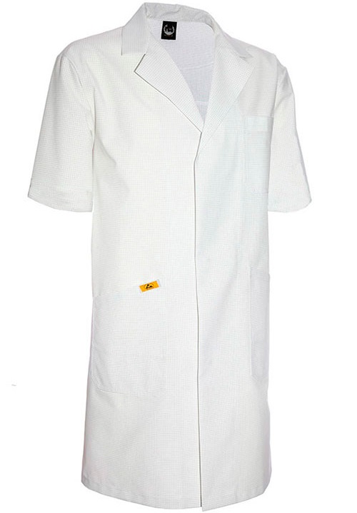 ESD men's coat short sleeve white 155g/m²