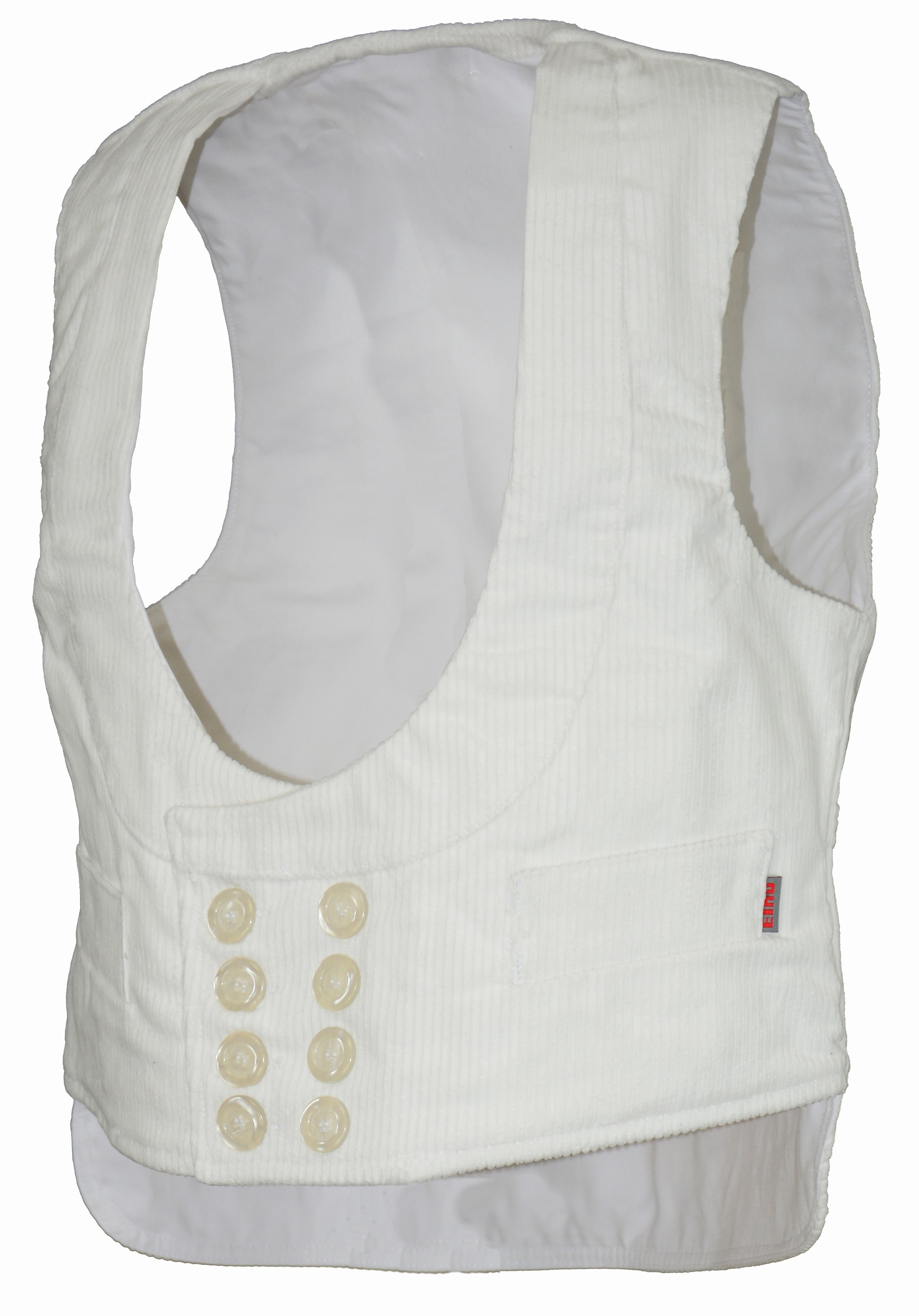Eiko Oker Trenkercord shawl collar guild vest pure white