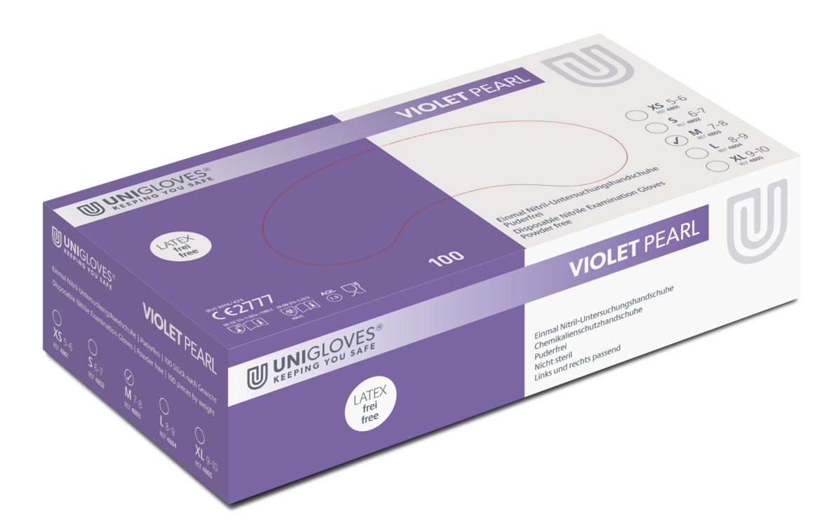 Unigloves Violet Pearl Disposable Nitrile Gloves Powder Free 