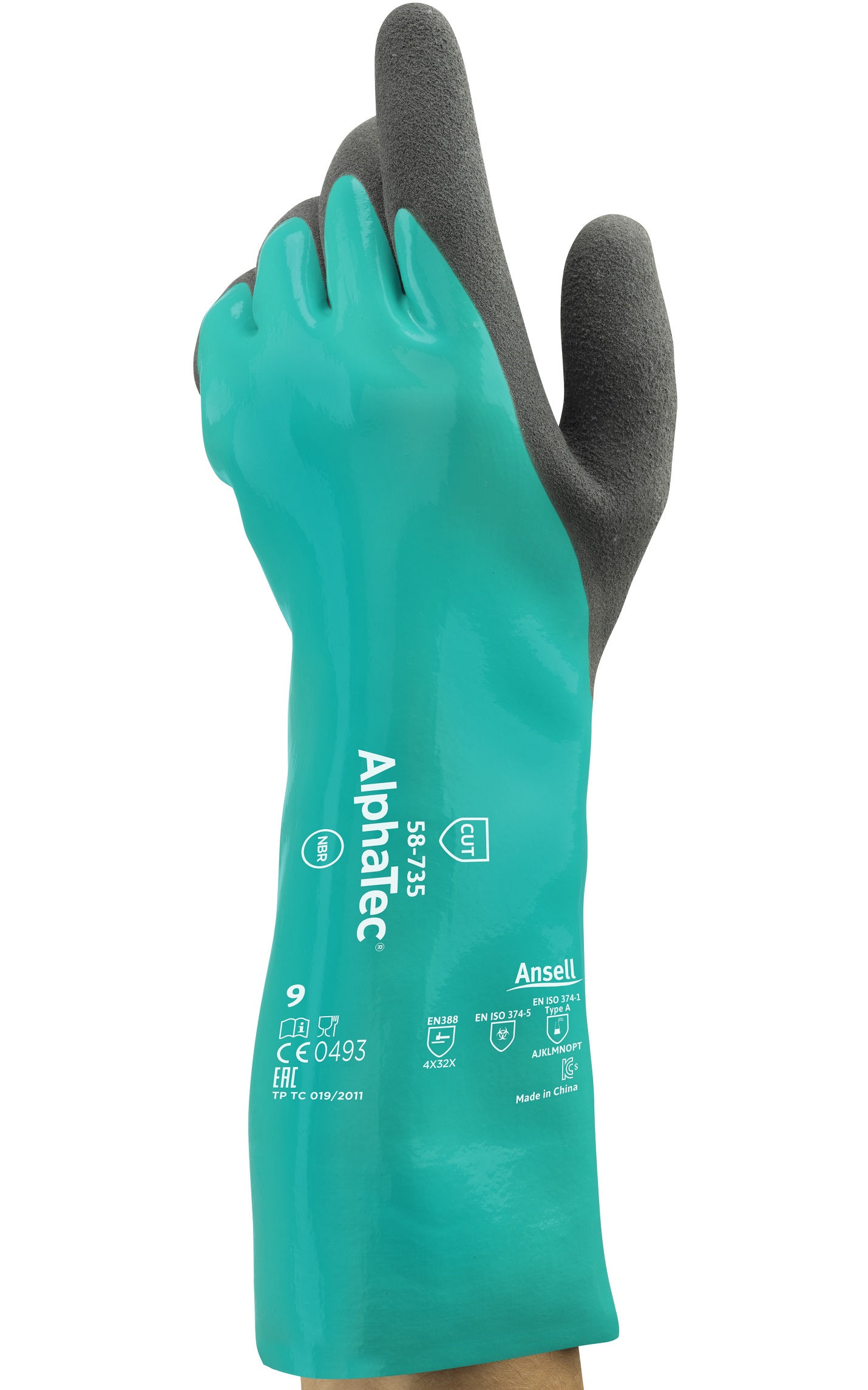 58-735 Ansell AlphaTec 58-735 nitrile chemical protective gloves level C