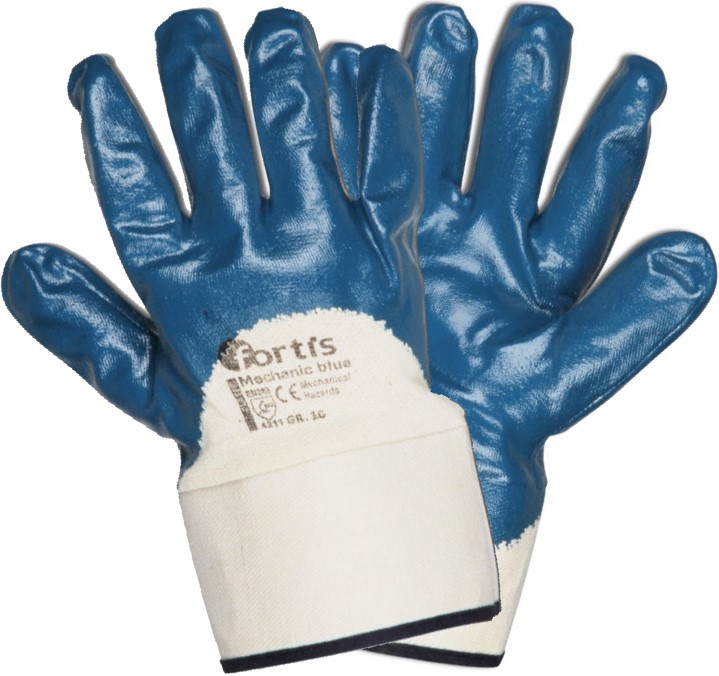 mechanic_blau Fortis Classic Mechanic blue nitrile gloves with cuff blue