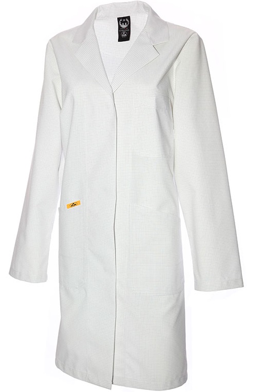 ESD Ladies Coat long sleeve white 155g/m²