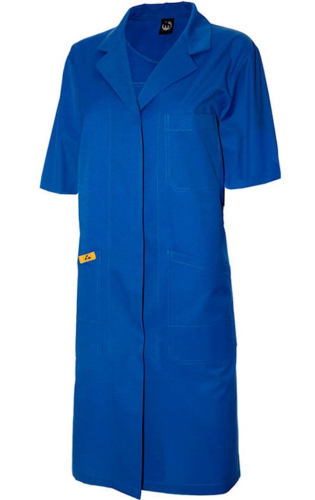 mi-1110-1-155-3 ESD Ladies Coat short sleeve cornblue 155g/m²