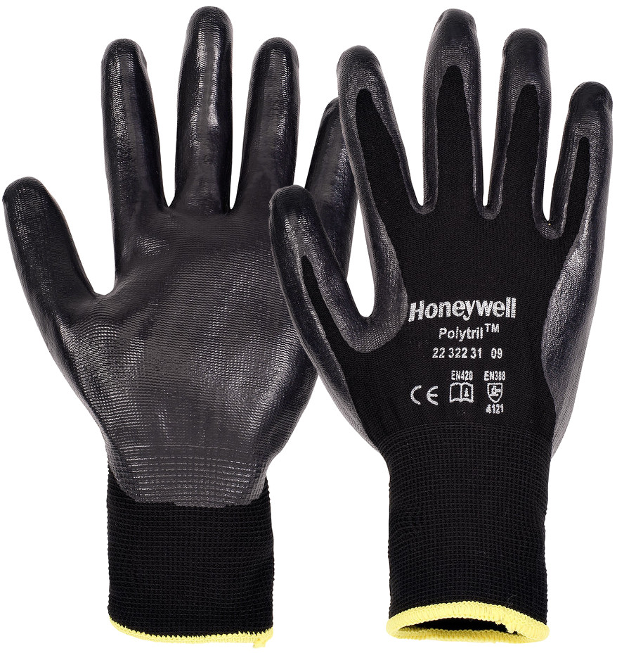 Honeywell 2232231 Polytril Black nitrile-coated protective gloves