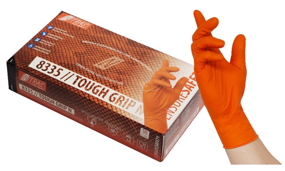 8335_1 Nitras 8335 Tough Grip N disposable gloves orange