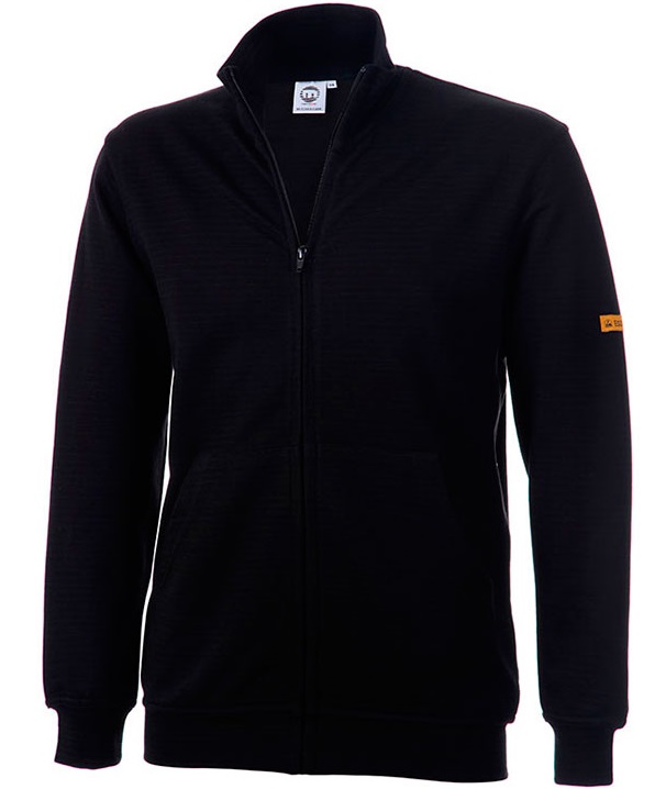 400-300-1 ESD Sweat-Jacket/Zip black 300g/m²