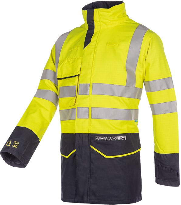 7297_278___SIL Sioen Glacier 7297A2PJD ECO high visibility rain jacket with arc flash protection (APC 2)