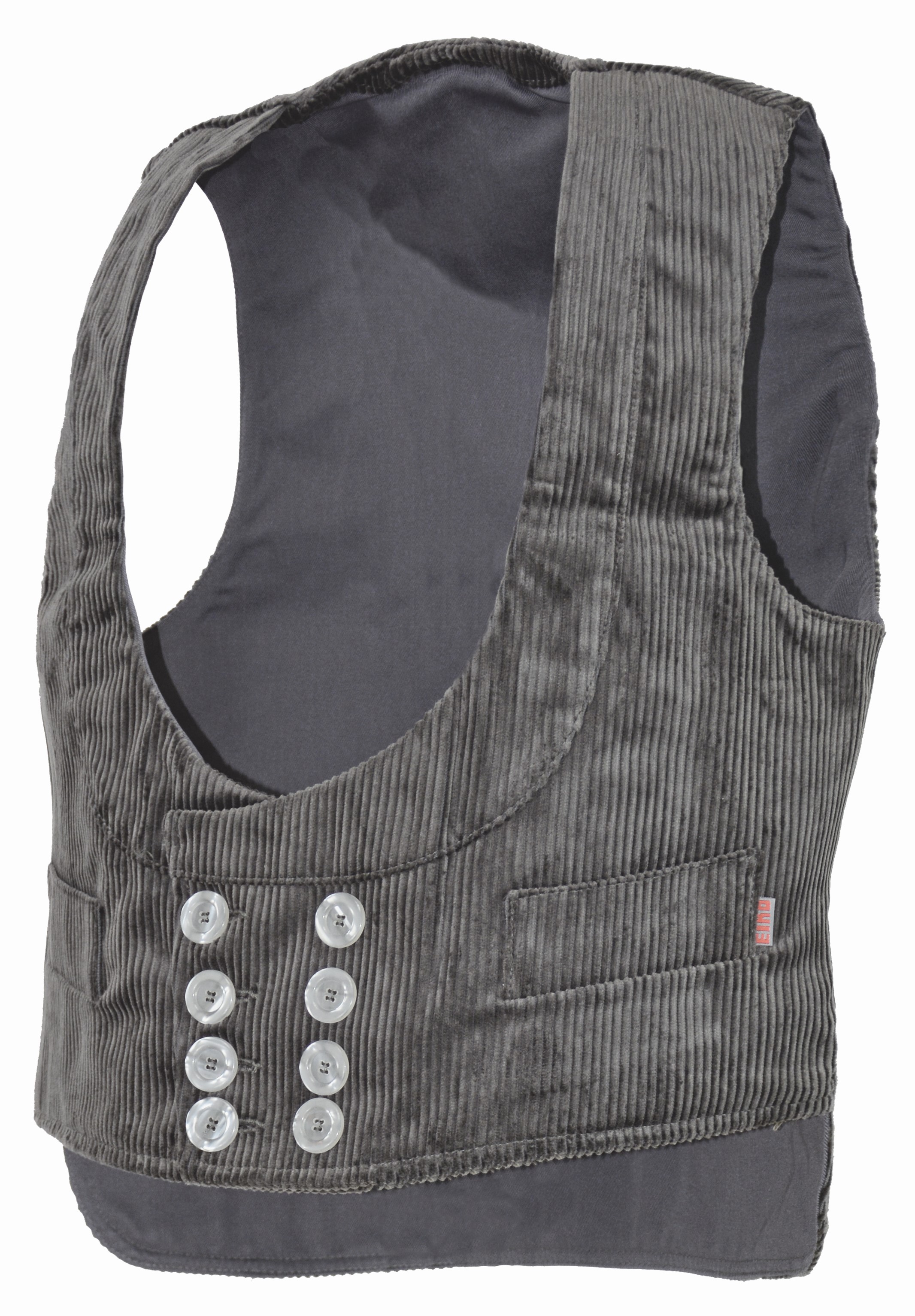 eiko11 Eiko Oker Trenkercord shawl collar guild vest gray