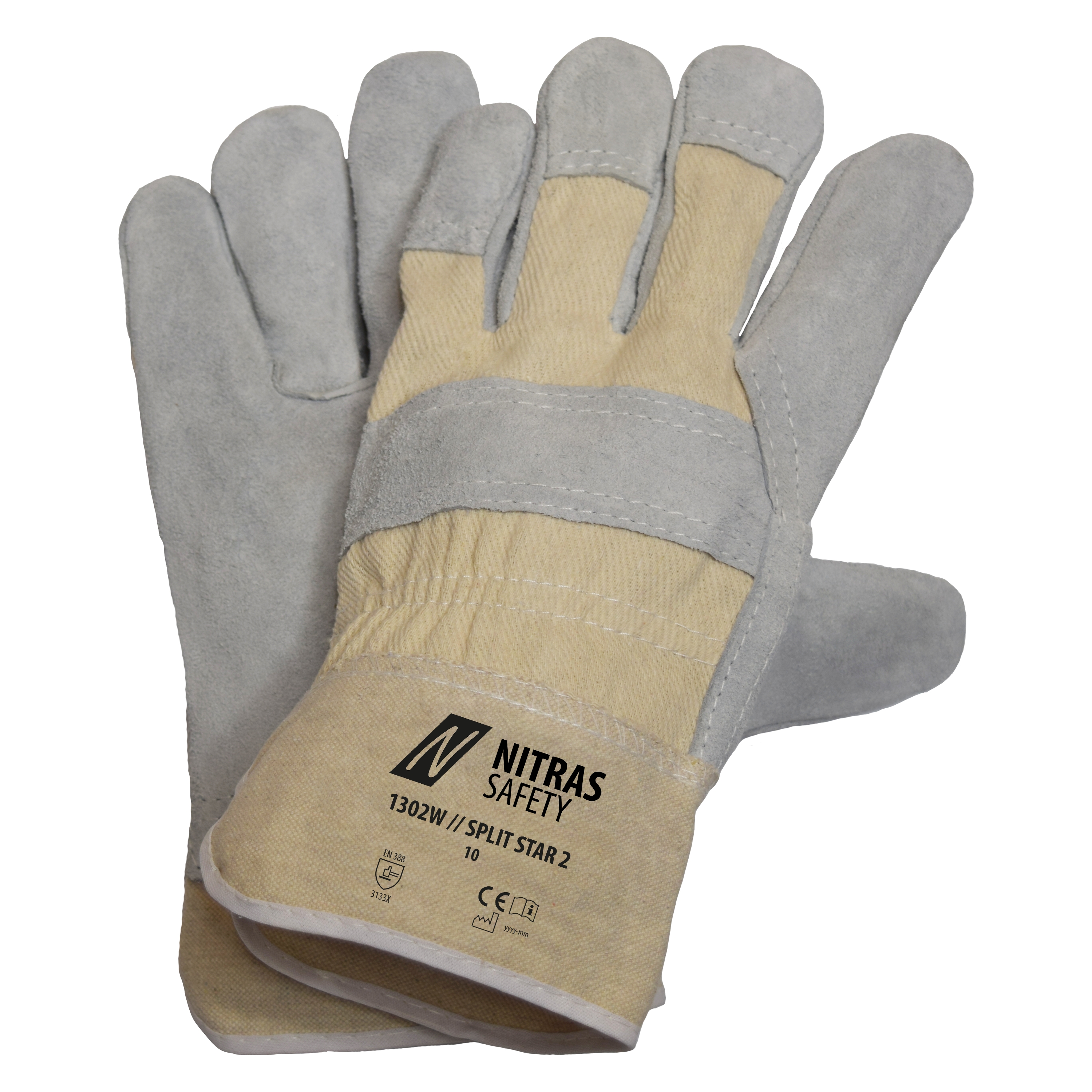 Nitras 1302W Split Star 2 cow split leather gloves