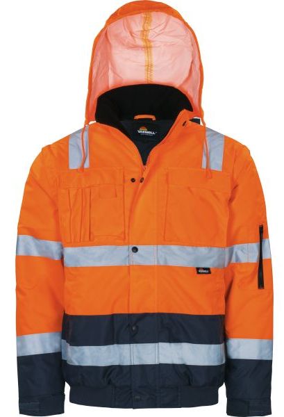 VW60CBO Vizwell VWJK60B warning protection pilot jacket 2 in 1 light orange/navy