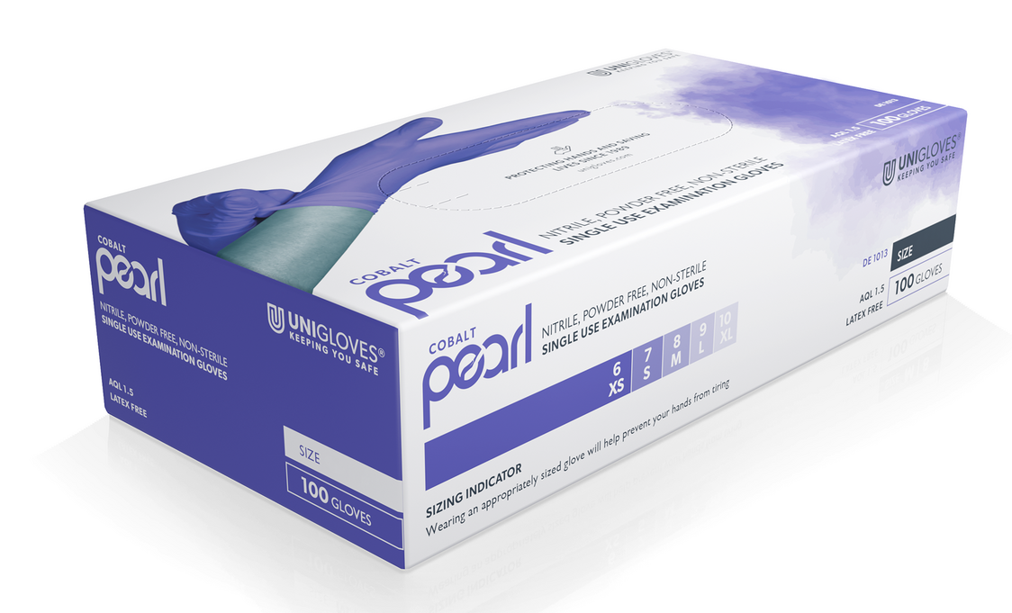 Unigloves Cobalt Pearl Nitril-Einweghandschuhe puderfrei