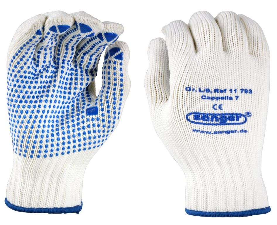 Cappella 7 cotton knitted gloves with vinyl knobs