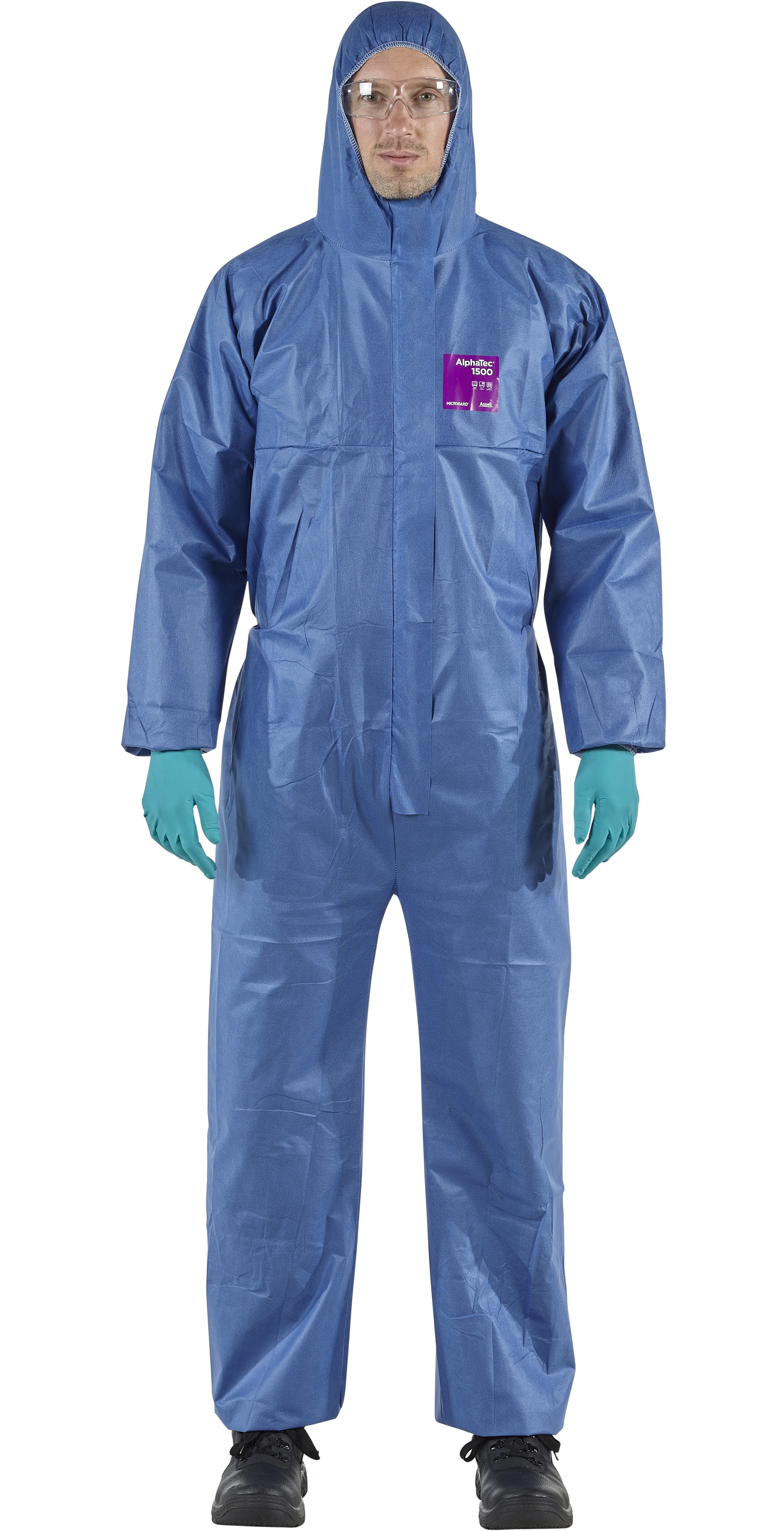 47738 Microgard / AlphaTec 1500 Standard Overall with hood model 138 dark blue