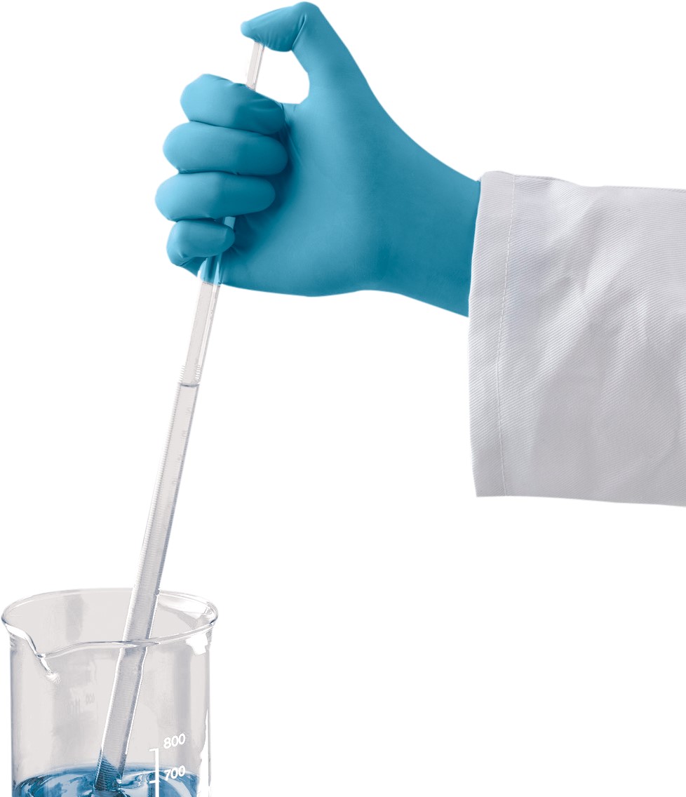 TouchNTuff-92-665-Blue-Extended-Cuff-Nitrile-Product-Prop-Beaker