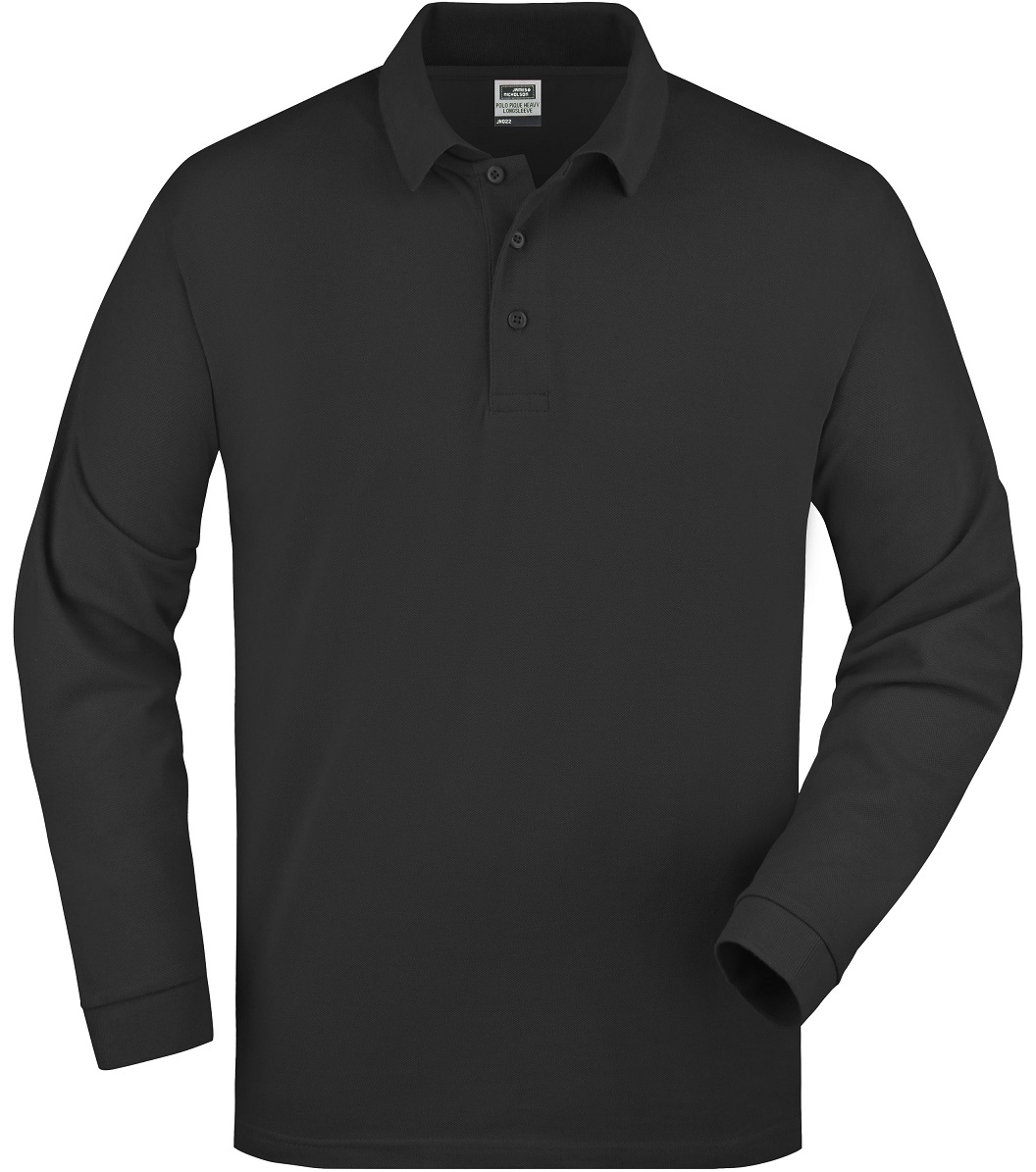 JN022_black James & Nicholson JN022 Men's Polo Piqué Long-Sleeved in 4 Colors