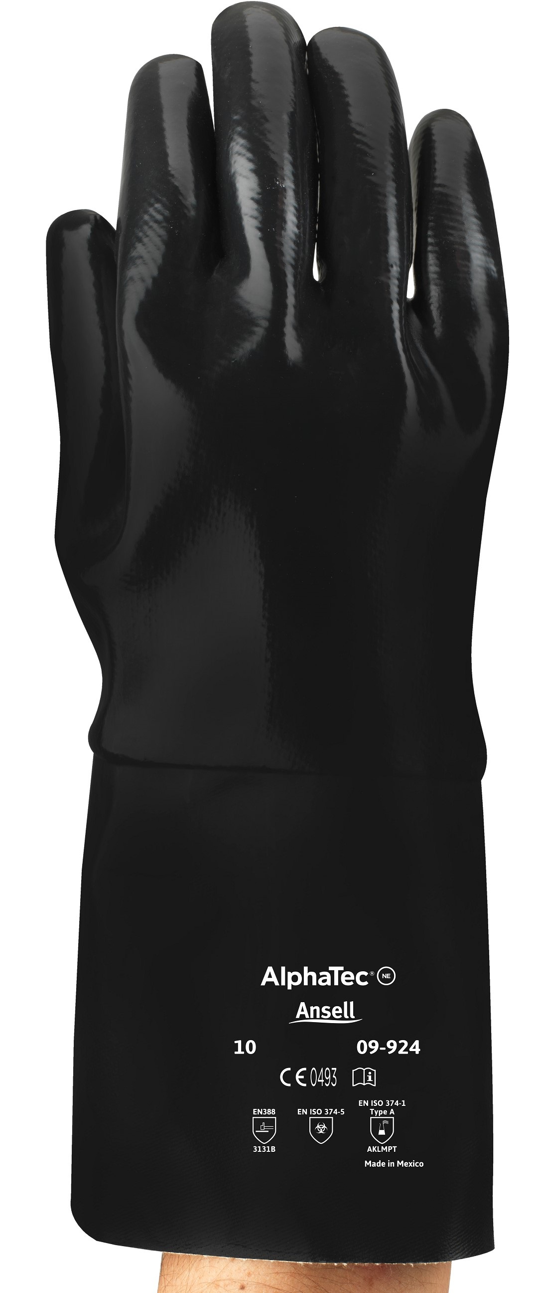 AlphaTec-09-924-Black-Front_NA_1 Ansell AlphaTec 09-924 Chemical protective gloves from -25 °C to 180 °C