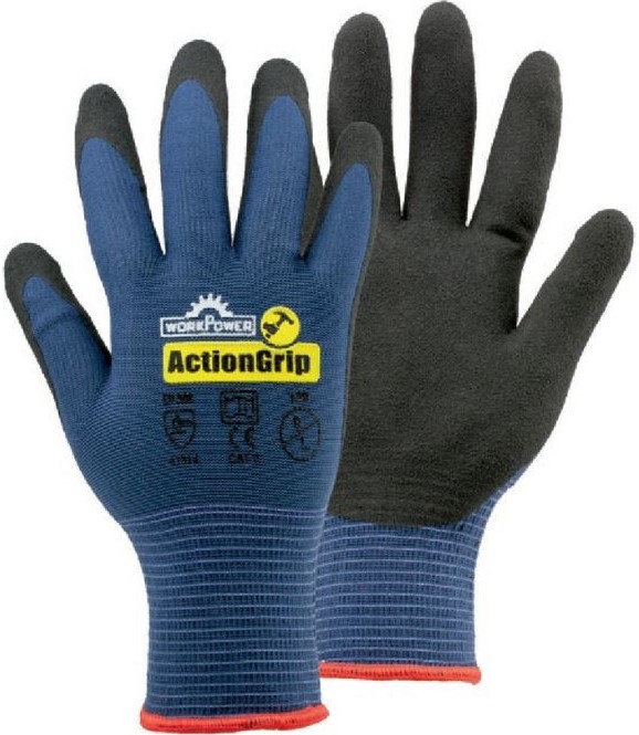 workpower_129 Work Power Action Grip Nitrile Protective Gloves