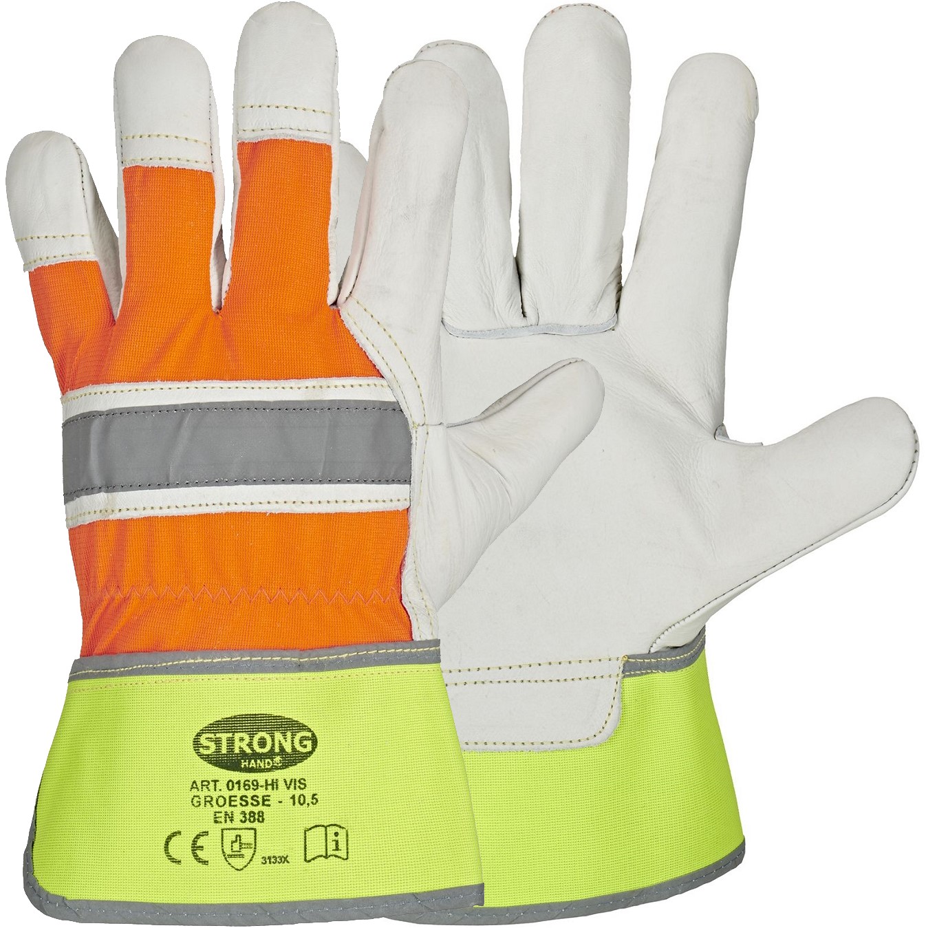 hivis-0169 Stronghand 0169 Hivis cowhide full leather protective gloves