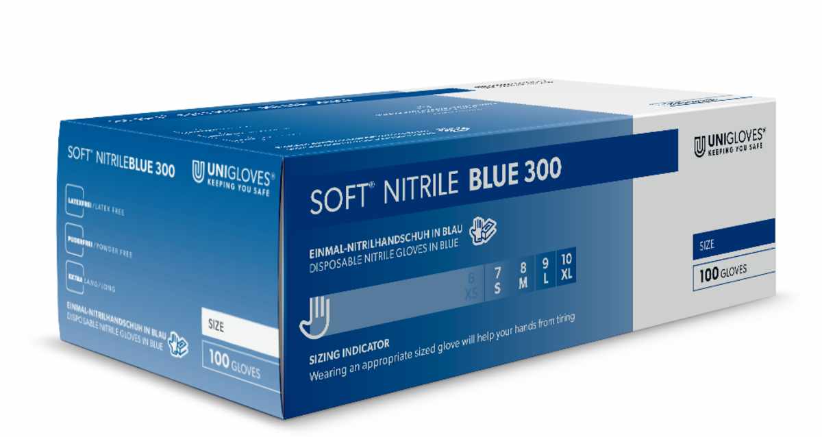 Unigloves Soft Nitril Blue 300 Nitril-Einweghandschuhe puderfrei blau